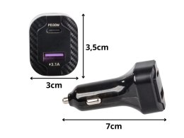 Szybka ładowarka samochodowa usb-c 30w i usb-a 15w do gniazda zapalniczki