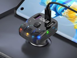 Transmiter fm mp3 estaw głośnomówiący 2xusb + usb c bluetooth 5.3 lcd 12v