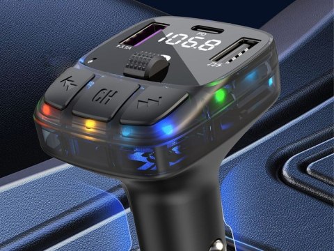 Transmiter fm mp3 estaw głośnomówiący 2xusb + usb c bluetooth 5.3 lcd 12v Transmiter fm mp3 estaw głośnomówiący 2xusb + usb c bluetooth 5.3 lcd 12v