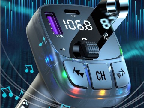 Transmiter fm mp3 estaw głośnomówiący 2xusb + usb c bluetooth 5.3 lcd 12v Transmiter fm mp3 estaw głośnomówiący 2xusb + usb c bluetooth 5.3 lcd 12v
