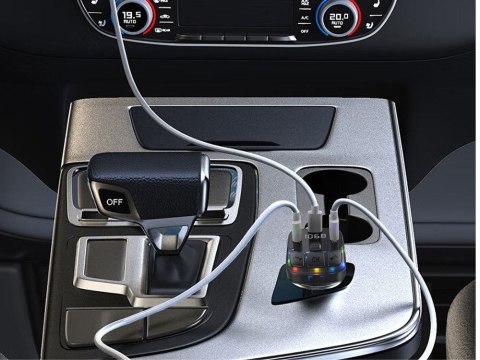Transmiter fm mp3 estaw głośnomówiący 2xusb + usb c bluetooth 5.3 lcd 12v Transmiter fm mp3 estaw głośnomówiący 2xusb + usb c bluetooth 5.3 lcd 12v