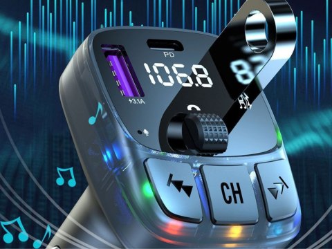 Transmiter samochodowy fm mp3/wma 2xusb + usb c bluetooth 5.3 led qc 3.0 Transmiter samochodowy fm mp3/wma 2xusb + usb c bluetooth 5.3 led qc 3.0