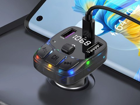 Transmiter samochodowy fm mp3/wma 2xusb + usb c bluetooth 5.3 led qc 3.0 Transmiter samochodowy fm mp3/wma 2xusb + usb c bluetooth 5.3 led qc 3.0