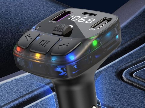 Transmiter samochodowy fm mp3/wma 2xusb + usb c bluetooth 5.3 led qc 3.0 Transmiter samochodowy fm mp3/wma 2xusb + usb c bluetooth 5.3 led qc 3.0