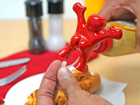 Zabawna nakładka nakrętka ludzik na butelkę sosy z zatyczką sir perky Zabawna nakładka nakrętka ludzik na butelkę sosy z zatyczką sir perky
