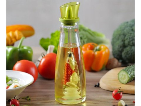 Butelka do oleju oliwy octu dozownik szklany z przyprawnikiem na zioła 0,5l Butelka do oleju oliwy octu dozownik szklany z przyprawnikiem na zioła 0,5l
