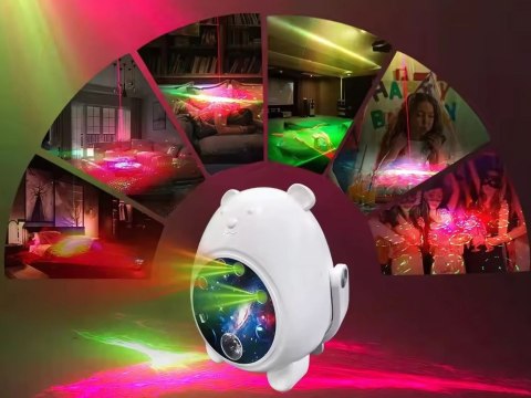 Projektor niedźwiadek lampka nocna rzutnik laserowy led pilot uniwersalny Projektor niedźwiadek lampka nocna rzutnik laserowy led pilot uniwersalny