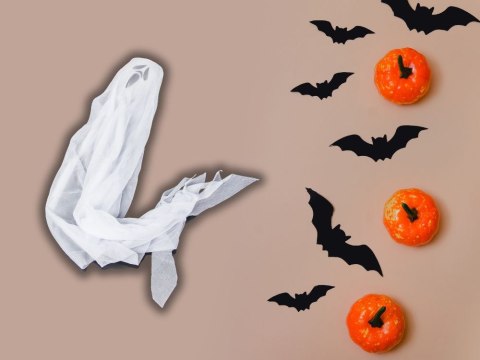 Dekoracja halloween wisząca ozdoba duch biała krzyk szkielet zjawa 65cm Dekoracja halloween wisząca ozdoba duch biała krzyk szkielet zjawa 65cm