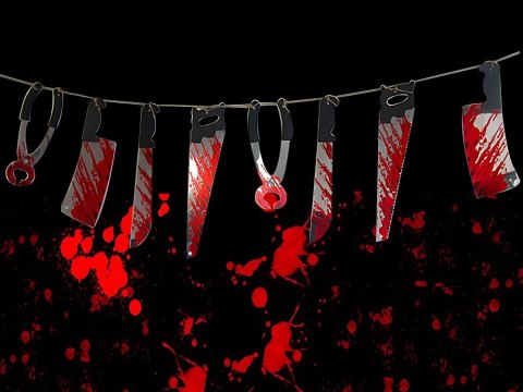 Girlanda halloween 2m noże narzędzia tasak zakrwawione dekoracja halloween Girlanda halloween 2m noże narzędzia tasak zakrwawione dekoracja halloween