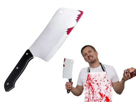 Krwawy tasak do kostiumu mordercy zabójcy psychopaty nóż bróń na halloween Krwawy tasak do kostiumu mordercy zabójcy psychopaty nóż bróń na halloween