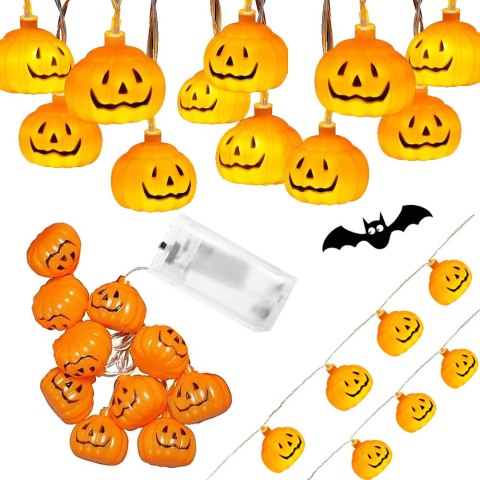 Lampki dynie 10 led wiszące halloween 200cm świecąca dekoracja ozdoba dynia Lampki dynie 10 led wiszące halloween 200cm świecąca dekoracja ozdoba dynia