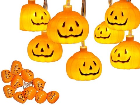 Lampki dynie 10 led wiszące halloween 200cm świecąca dekoracja ozdoba dynia Lampki dynie 10 led wiszące halloween 200cm świecąca dekoracja ozdoba dynia