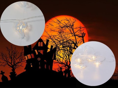 Łańcuch świetlny girlanda led halloween duch 2m 10 duchów wisząca Łańcuch świetlny girlanda led halloween duch 2m 10 duchów wisząca