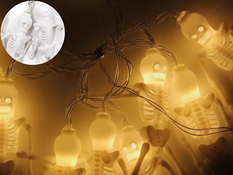Łańcuch świetlny girlanda led halloween szkielet 2m 10 szkieletów wisząca Łańcuch świetlny girlanda led halloween szkielet 2m 10 szkieletów wisząca
