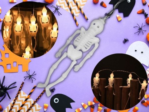 Łańcuch świetlny girlanda led halloween szkielet 2m 10 szkieletów wisząca Łańcuch świetlny girlanda led halloween szkielet 2m 10 szkieletów wisząca