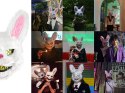 Maska na halloween królik upiorny stwór potwór przebranie strój psychopata