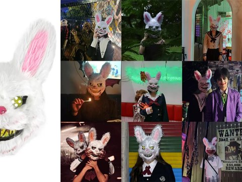 Maska na halloween królik upiorny stwór potwór przebranie strój psychopata Maska na halloween królik upiorny stwór potwór przebranie strój psychopata