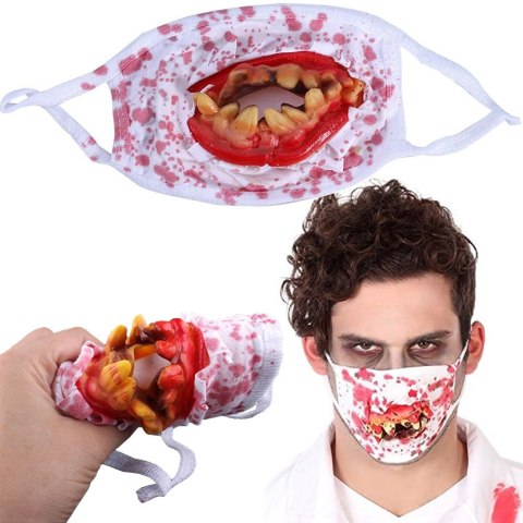 Maska z zębami krwawa na halloweenowa horror przebranie strój na halloween Maska z zębami krwawa na halloweenowa horror przebranie strój na halloween