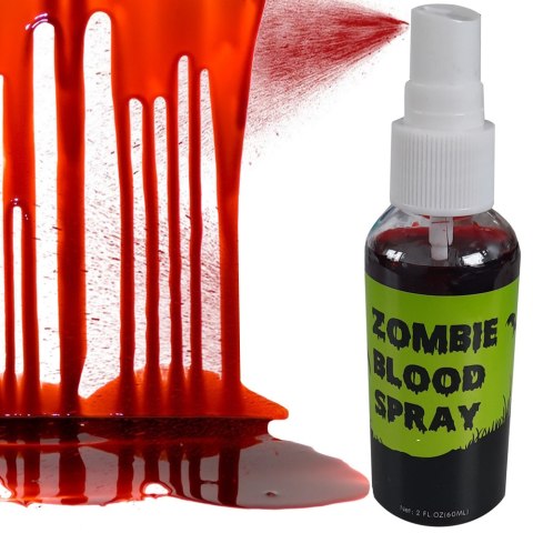 Sztuczna krew spray płyn na halloween zmywalna do makijażu przebranie 60ml Sztuczna krew spray płyn na halloween zmywalna do makijażu przebranie 60ml
