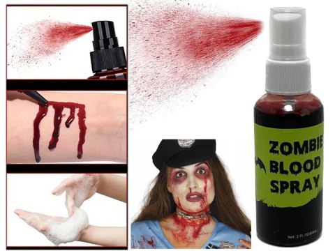 Sztuczna krew spray płyn na halloween zmywalna do makijażu przebranie 60ml Sztuczna krew spray płyn na halloween zmywalna do makijażu przebranie 60ml