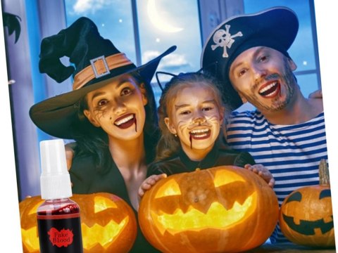 Sztuczna krew spray płyn na halloween zmywalna do makijażu przebranie 60ml Sztuczna krew spray płyn na halloween zmywalna do makijażu przebranie 60ml