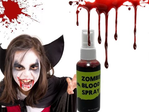 Sztuczna krew spray płyn na halloween zmywalna do makijażu przebranie 60ml Sztuczna krew spray płyn na halloween zmywalna do makijażu przebranie 60ml