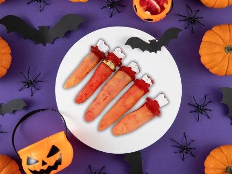 Sztuczne odcięte palce dekoracja halloween 5 gumowych zakrawionych palców Sztuczne odcięte palce dekoracja halloween 5 gumowych zakrawionych palców
