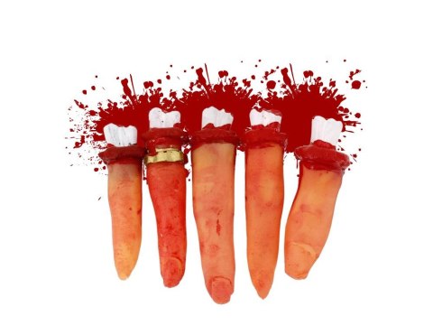 Sztuczne odcięte palce dekoracja halloween 5 gumowych zakrawionych palców Sztuczne odcięte palce dekoracja halloween 5 gumowych zakrawionych palców