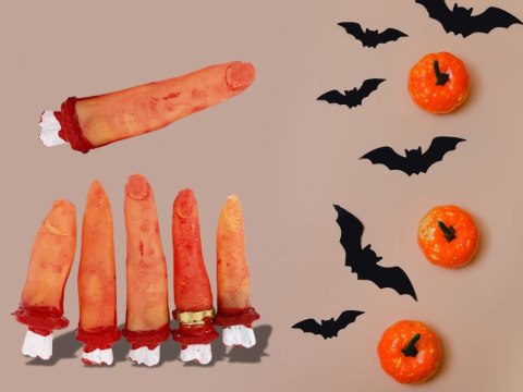 Sztuczne odcięte palce dekoracja halloween 5 gumowych zakrawionych palców Sztuczne odcięte palce dekoracja halloween 5 gumowych zakrawionych palców