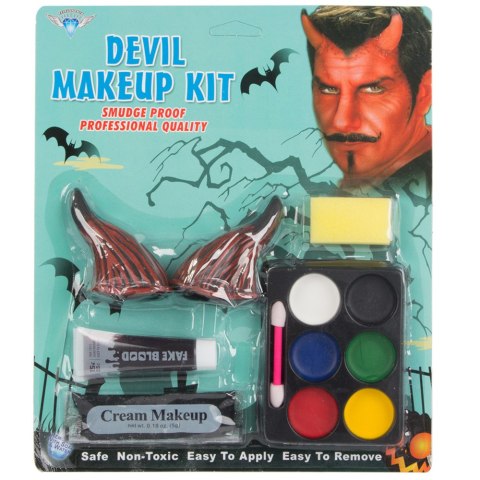 Zestaw do makijażu twarzy diabeł devil na halloween makeup rogi przebranie Zestaw do makijażu twarzy diabeł devil na halloween makeup rogi przebranie
