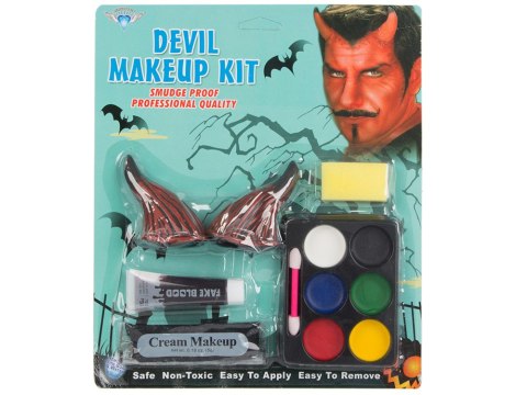 Zestaw do makijażu twarzy diabeł devil na halloween makeup rogi przebranie Zestaw do makijażu twarzy diabeł devil na halloween makeup rogi przebranie