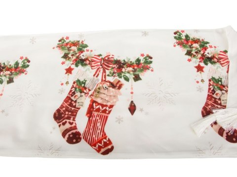 Bieżnik na stół świąteczny skarpety wigilijny na boże narodzenie 205x35cm Bieżnik na stół świąteczny skarpety wigilijny na boże narodzenie 205x35cm