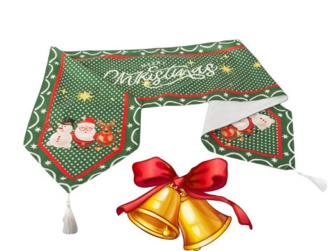 Bieżnik na stół świąteczny zielony wigilijny na boże narodzenie 205x35cm Bieżnik na stół świąteczny zielony wigilijny na boże narodzenie 205x35cm