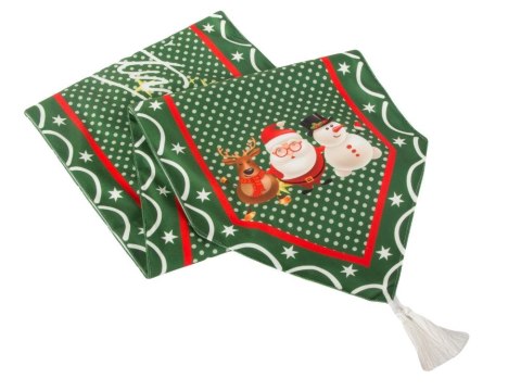 Bieżnik na stół świąteczny zielony wigilijny na boże narodzenie 205x35cm Bieżnik na stół świąteczny zielony wigilijny na boże narodzenie 205x35cm