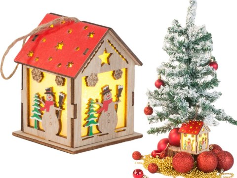 Drewniany wiszący lampion na choinkę oświetlenie ozdoba świąteczna bałwan Drewniany wiszący lampion na choinkę oświetlenie ozdoba świąteczna bałwan