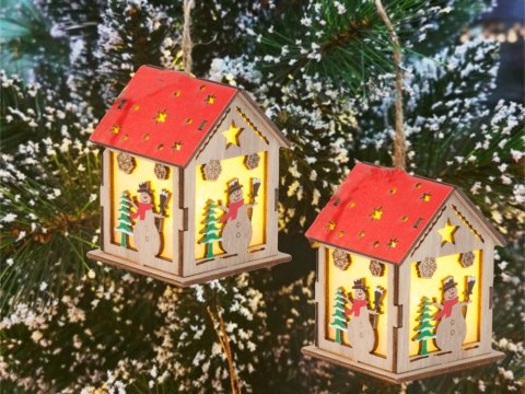 Drewniany wiszący lampion na choinkę oświetlenie ozdoba świąteczna bałwan Drewniany wiszący lampion na choinkę oświetlenie ozdoba świąteczna bałwan