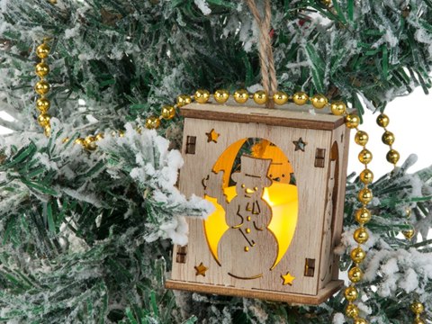 Drewniany wiszący lampion na choinkę oświetlenie ozdoba świąteczna bałwanek Drewniany wiszący lampion na choinkę oświetlenie ozdoba świąteczna bałwanek