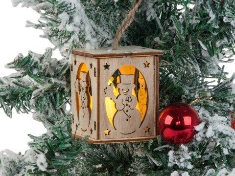 Drewniany wiszący lampion na choinkę oświetlenie ozdoba świąteczna bałwanek Drewniany wiszący lampion na choinkę oświetlenie ozdoba świąteczna bałwanek
