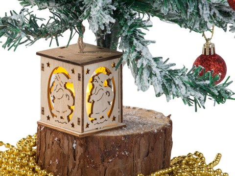 Drewniany wiszący lampion na choinkę oświetlenie ozdoba świąteczna mikołaj Drewniany wiszący lampion na choinkę oświetlenie ozdoba świąteczna mikołaj