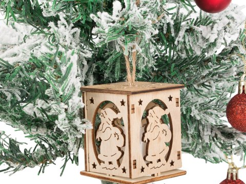 Drewniany wiszący lampion na choinkę oświetlenie ozdoba świąteczna mikołaj Drewniany wiszący lampion na choinkę oświetlenie ozdoba świąteczna mikołaj
