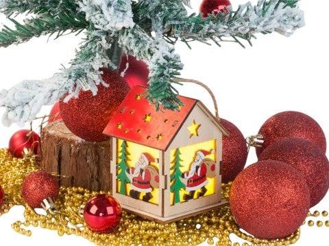 Drewniany wiszący lampion na choinkę oświetlenie ozdoba świąteczna mikołaj Drewniany wiszący lampion na choinkę oświetlenie ozdoba świąteczna mikołaj