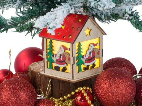 Drewniany wiszący lampion na choinkę oświetlenie ozdoba świąteczna mikołaj Drewniany wiszący lampion na choinkę oświetlenie ozdoba świąteczna mikołaj
