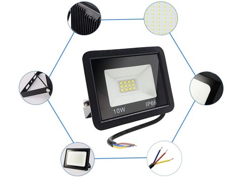 Naświetlacz halogen reflektor led 10w 6000k zewnętrzny wodoodporny ip66 Naświetlacz halogen reflektor led 10w 6000k zewnętrzny wodoodporny ip66