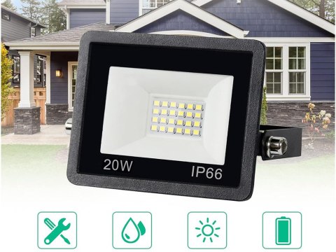 Naświetlacz halogen reflektor led 20w 6000k zewnętrzny wodoodporny ip66 Naświetlacz halogen reflektor led 20w 6000k zewnętrzny wodoodporny ip66