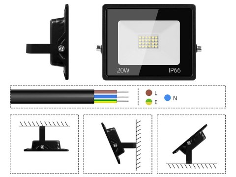 Naświetlacz halogen reflektor led 20w 6000k zewnętrzny wodoodporny ip66 Naświetlacz halogen reflektor led 20w 6000k zewnętrzny wodoodporny ip66