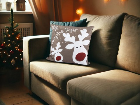 Poszewka świąteczna na poduszkę 45x45 na boże narodzenie renifer rudolf Poszewka świąteczna na poduszkę 45x45 na boże narodzenie renifer rudolf