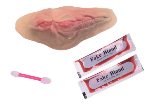 Sztuczna rana podcięte gardło z 10ml sztucznej krwi dodatek na halloween Sztuczna rana podcięte gardło z 10ml sztucznej krwi dodatek na halloween