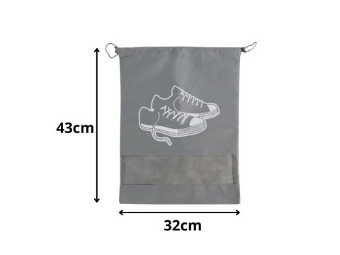 Worek etui na buty ubrania do przechowywania podróżny ze sznurkiem szary Worek etui na buty ubrania do przechowywania podróżny ze sznurkiem szary