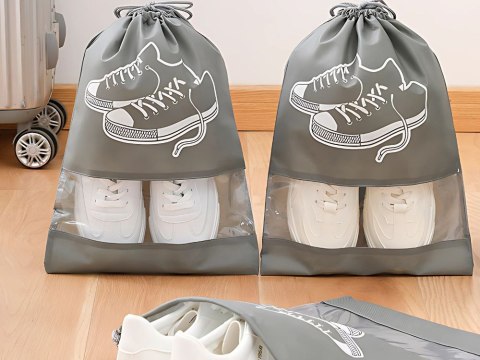 Worek etui na buty ubrania do przechowywania podróżny ze sznurkiem szary Worek etui na buty ubrania do przechowywania podróżny ze sznurkiem szary