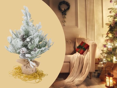 Choinka sztuczna śnieg mała 45cm ozdobna na biurko stół gęsta ośnieżona Choinka sztuczna śnieg mała 45cm ozdobna na biurko stół gęsta ośnieżona